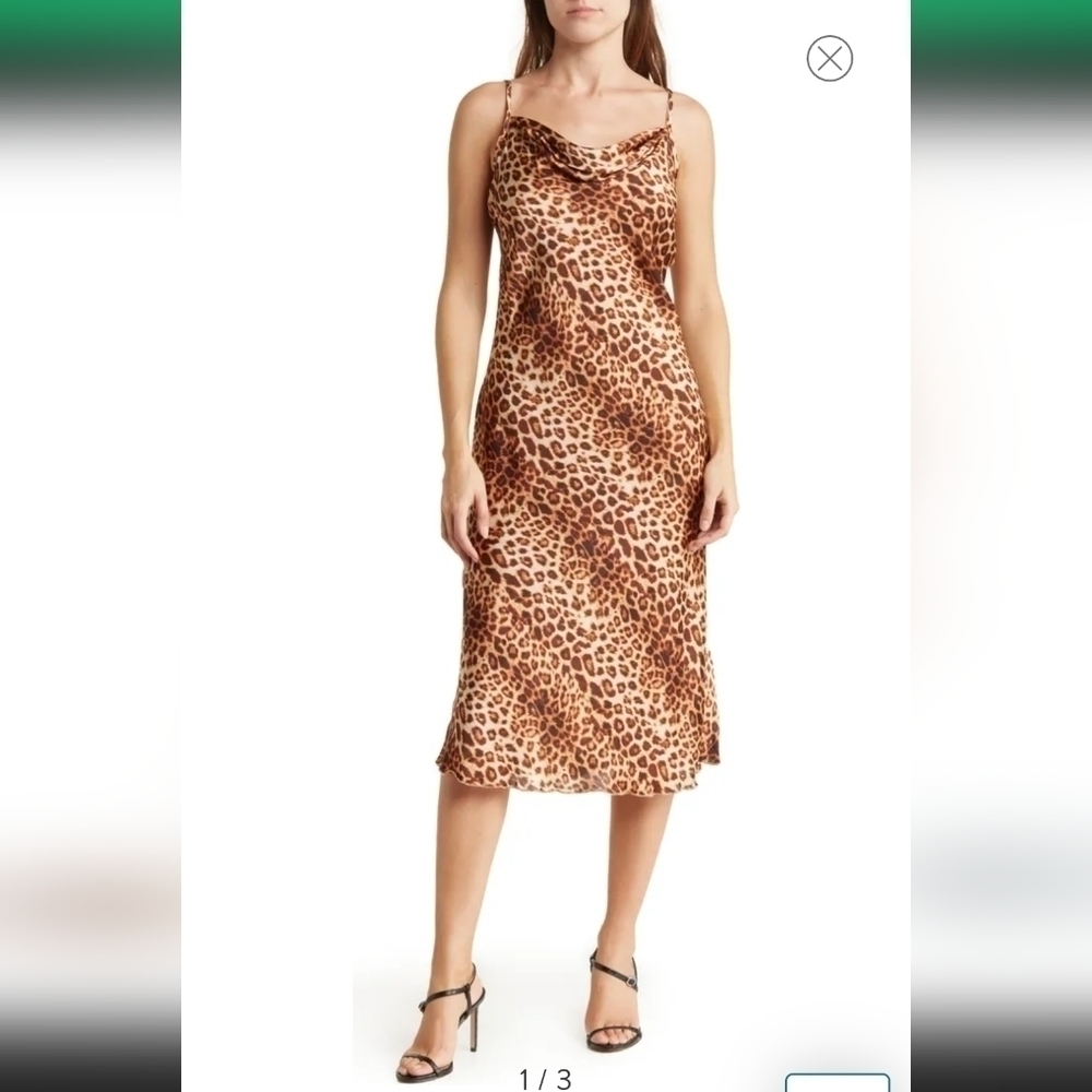 NWT Bebe Printed Satin Bias Midi Dress